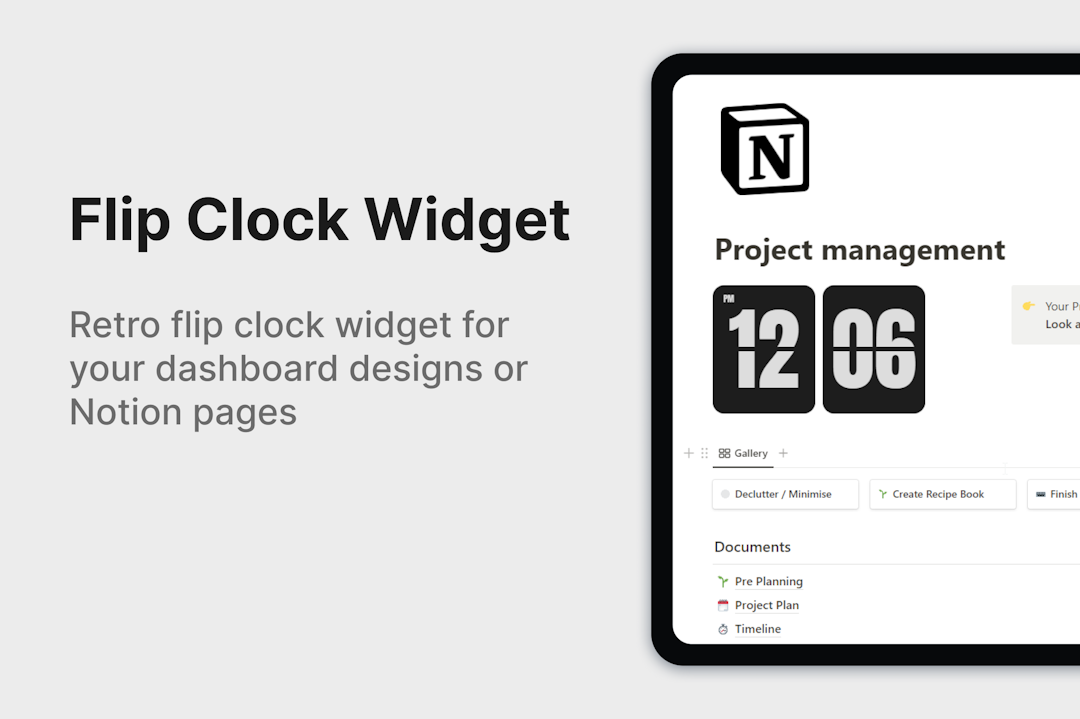 flip clock notion widget